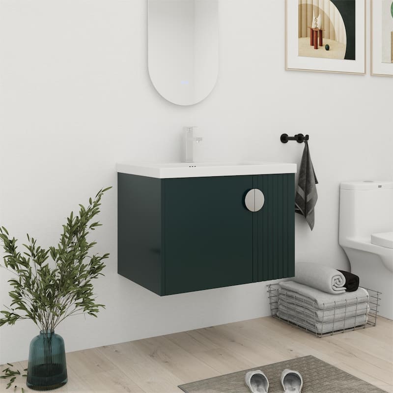 Bathroom Vanity With Sink In 24/28 Inch, Floating Bathroom Vanity With Soft Close Door