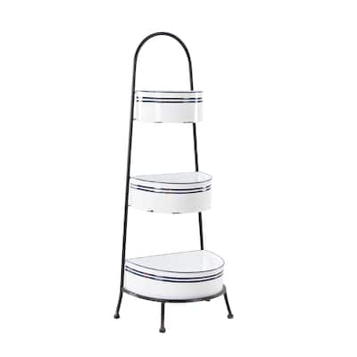 Metal Shelving Unit - White - Roche River Decor - 10"W x 15"L x 39"H