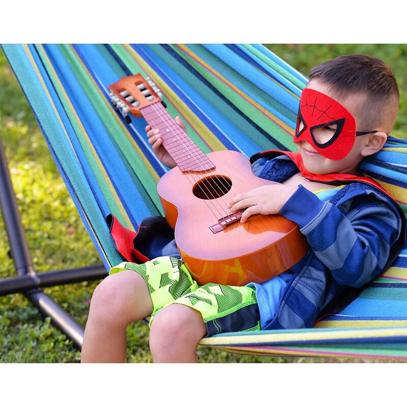 Double Cotton Hammock with Space Saving Steel Stand