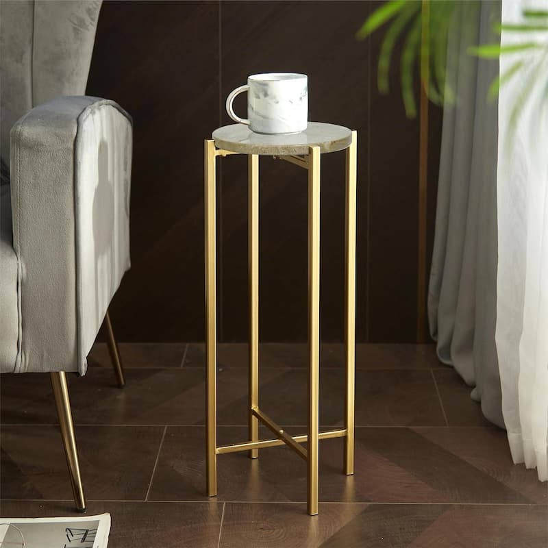 Urban Lifestyle Marble Collapsible Accent Drink Table