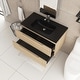 preview thumbnail 36 of 66, Wall-Mounted Bathroom Vanity in Evita Oak with Integrated Black Sink
