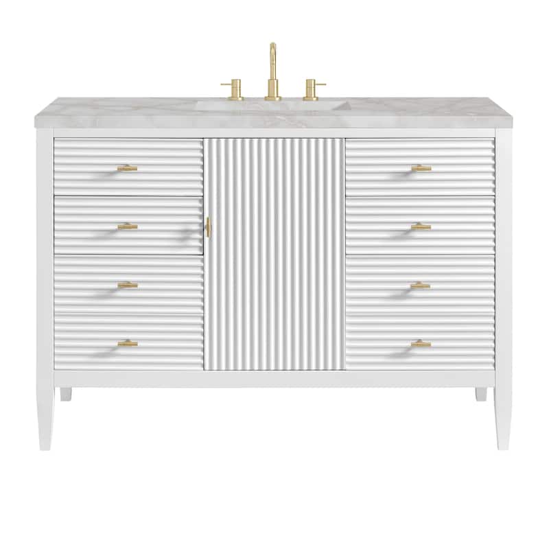 James Martin Vanities 485-V48-3VSL Myrrin 48" Single Basin Wood Vanity - Bright White - Painted