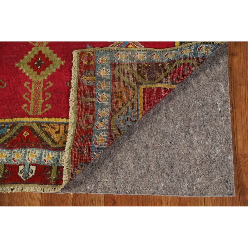 Hand Knotted Oriental 100% Wool Carpet Traditional Geometric Red Karabagh Runner Rug - 12' 0'' X 3' 7''
