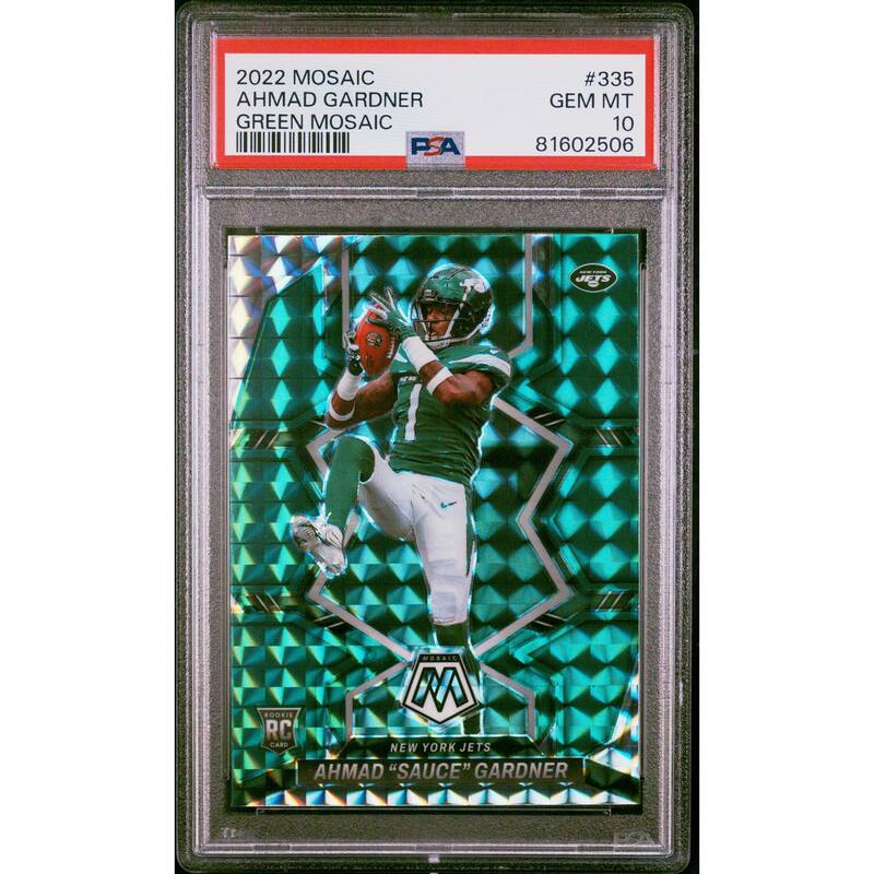 Ahmad Sauce Gardner 2022 Panini Mosaic Green Rookie Card #335 Graded PSA 10 - 8'6" x 11'6"