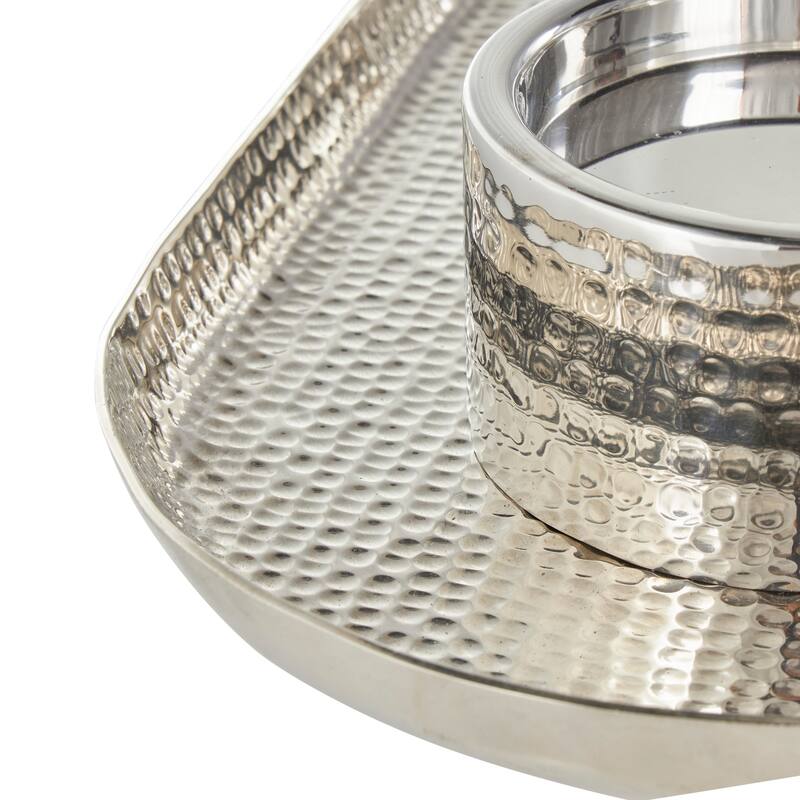 Gold or Silver Stainless Steel Metal 4 Candle Candelabra with Attached Tray