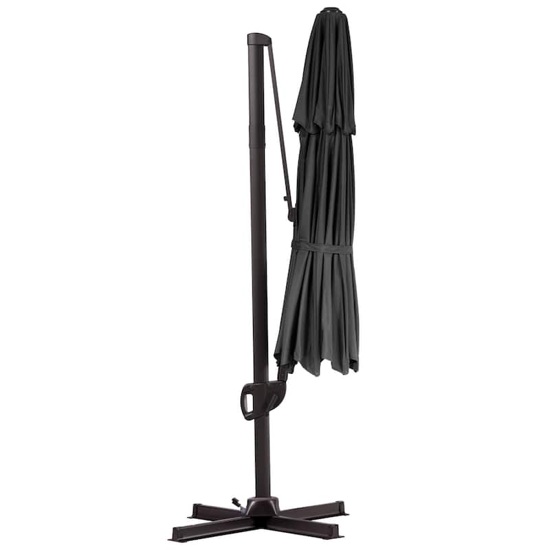 VredHom Dual Wind Vent Offset Cantilever Patio Umbrella with Base