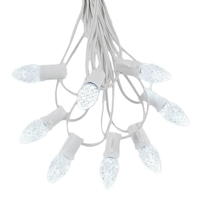 25 Foot C7 LED Christmas Light Set, Hanging String Lights, White Wire