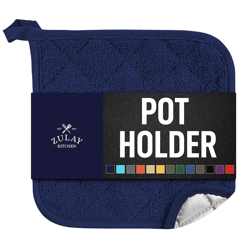 Zulay Kitchen 1-Pack Heat Resistant Cotton Pot Holders - Navy Blue