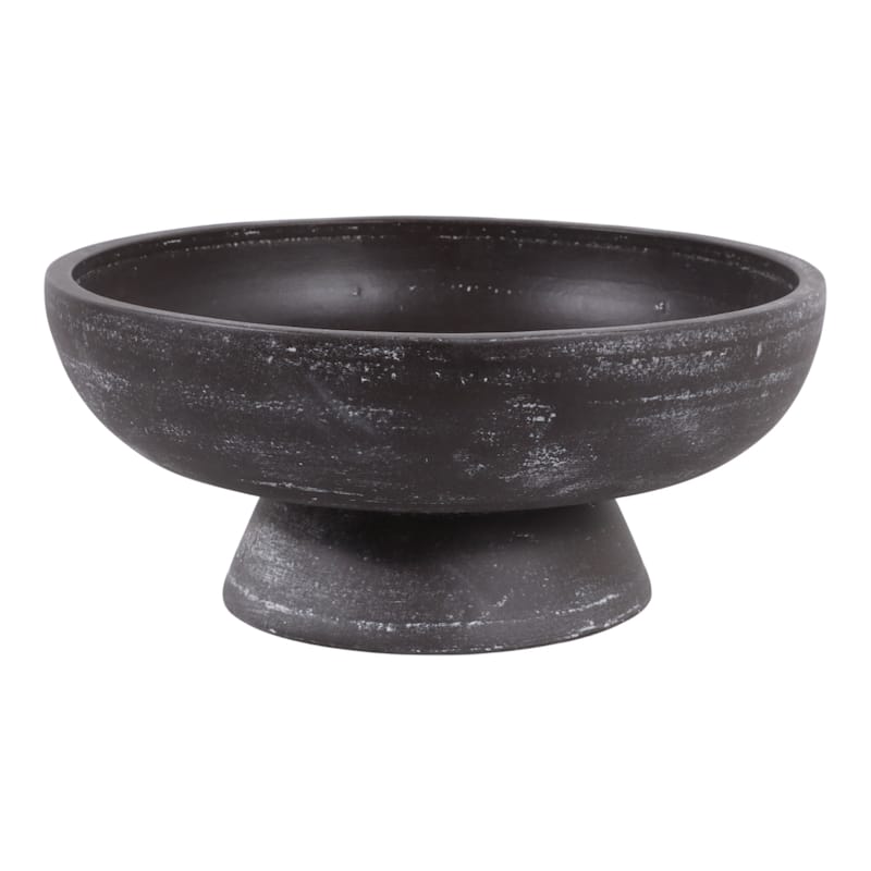 Pottery Terracotta Bowl with Pedestal Base Contemporary Casual Style