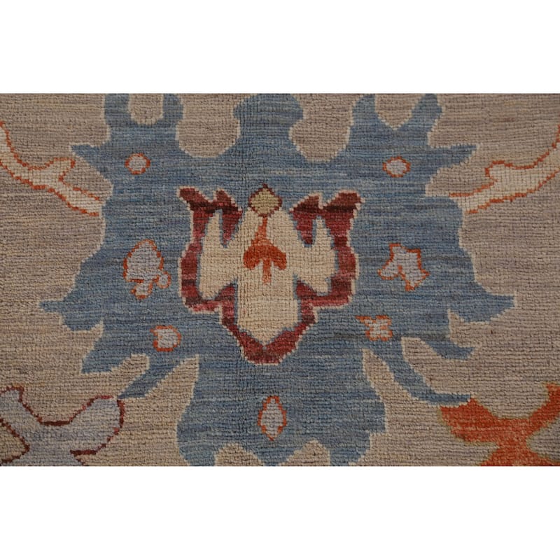 Hand Knotted Oriental 100% Wool Carpet Transitional All-Over Beige & Ivories Oushak Area Rug - 9' 10'' X 8' 5''