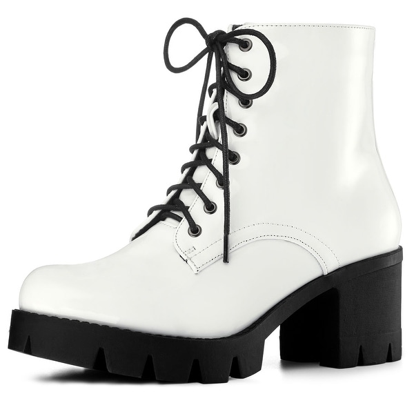 platform white combat boots