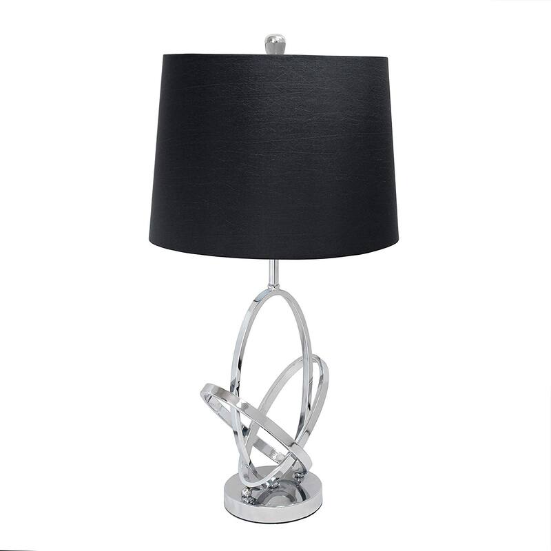 27.25 in. Chrome Finish Table Lamp with Black Shade, Sturdy Table Lamp for Living Rooms and Bedrooms