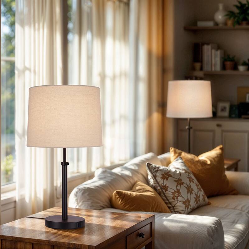 Kenroy Home Beckett Lamp with USB ports - Dark Bronze - Set of 2