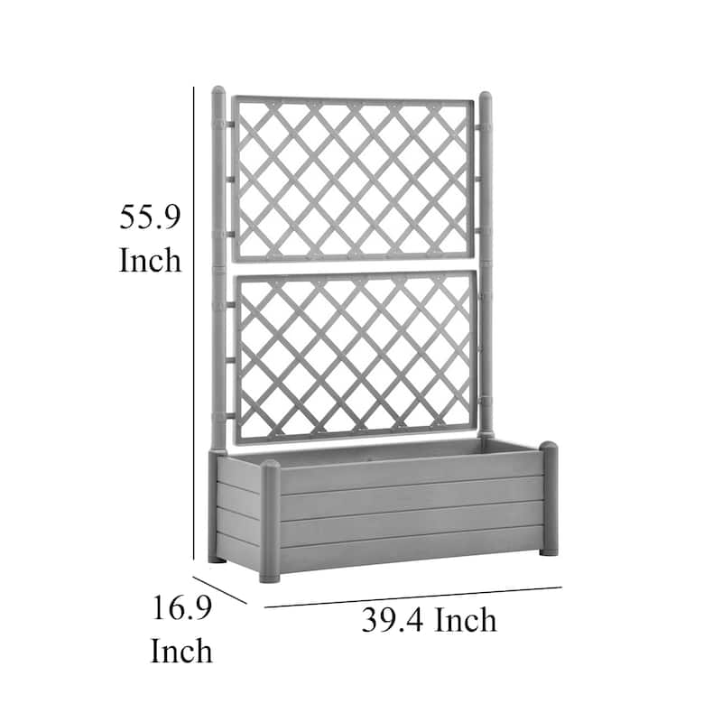 Simi Garden Flower Planter with Trellis, 17x40x56 Classic Stone Gray