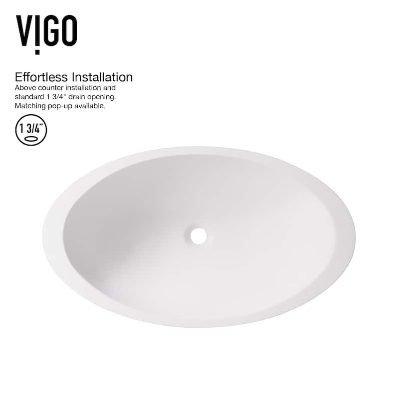 Vigo Wisteria 23-1/8" Matte Stone� Vessel Bathroom Sink with Norfolk