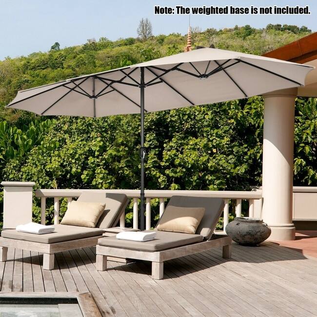 15 Feet Patio Double-Sided Umbrella with Hand-Crank System - 15.4' x 9.2' x 8.0' (LxWxH)