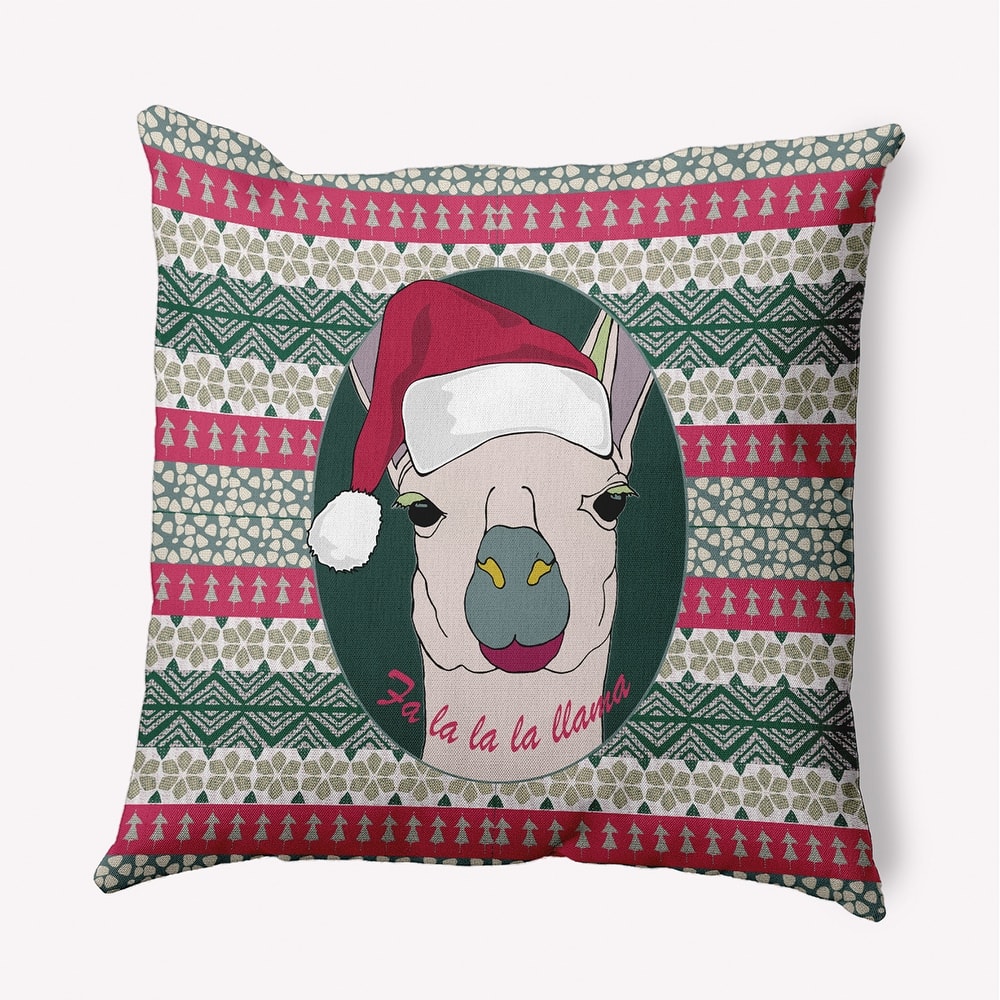 Fa La Llama Christmas Indoor/Outdoor Throw Pillow