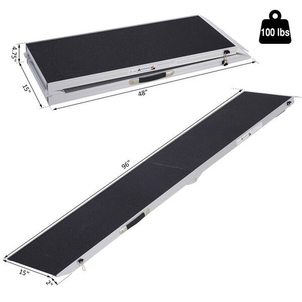 Portable Ramp Hand Carry PawHut Portable Bi-Fold Folding Vehicle Pet Ramp for Large Dog or ...