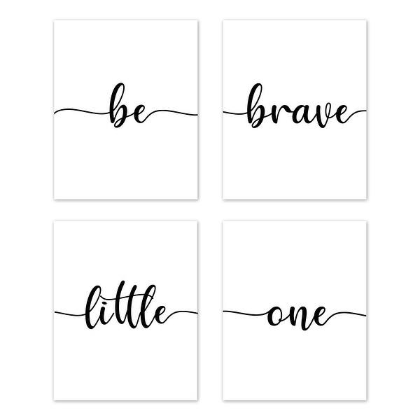 slide 2 of 5, Inspirational Quote Wall Decor Art Prints (Set of 4) - Black and White Modern Contemporary Minimalist Typography Be Brave