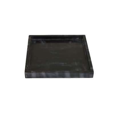 Tro Square Tray, 10 Inch, Raised Edges, Black Tonal Veined Marble