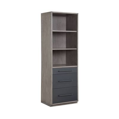 Transitional Wooden Bookcase with 3 Shelves & 3 Drawers