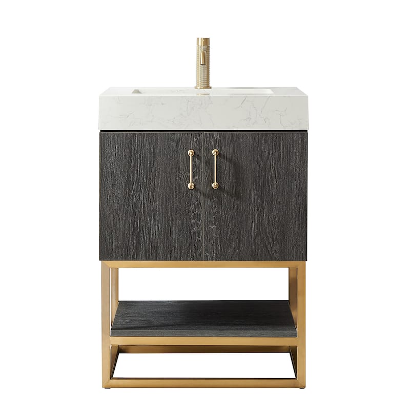 Alistair Bath Vanity with Grain White Stone Top without Mirror