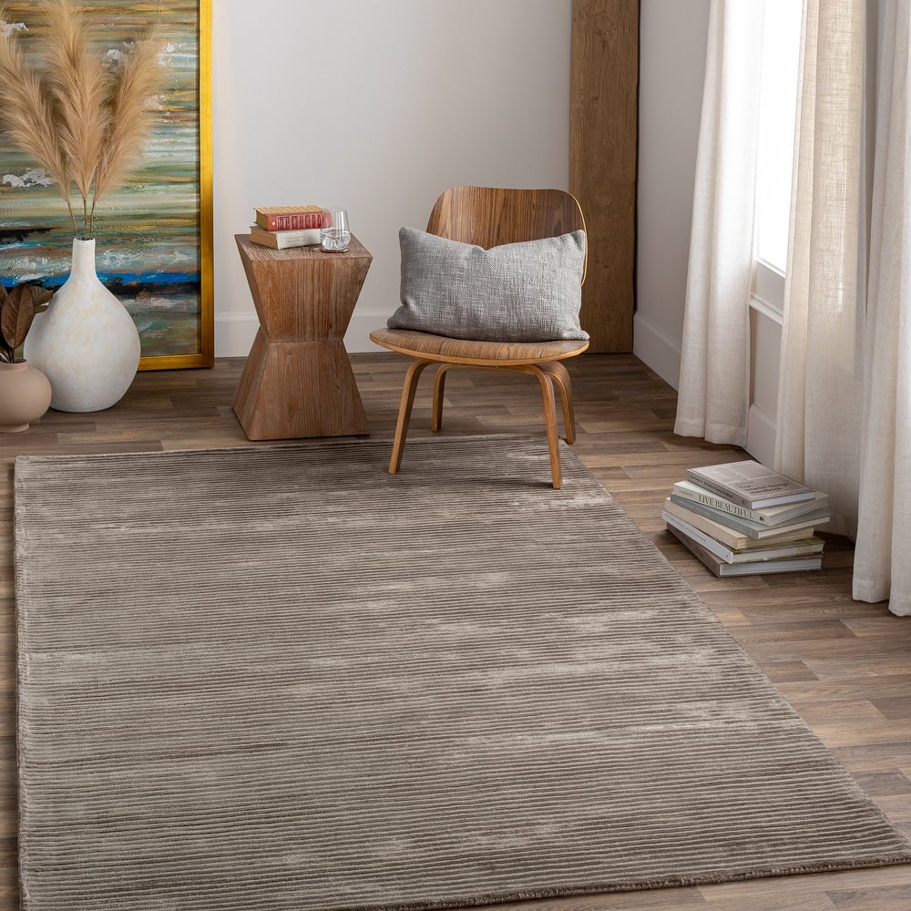 Elle Handmade Striped Solid Viscose Area Rug