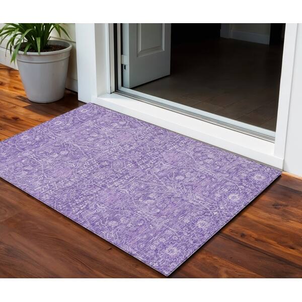 3' X 5' Plum And Lavender Floral Washable Indoor Outdoor Area Rug - 3 ...