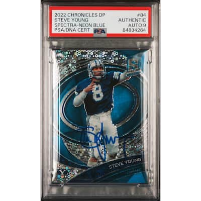 Steve Young 2022 Panini Chronicles Spectra Blue Signed Card #84 Auto PSA 9 52/99 - 8'6" x 11'6"