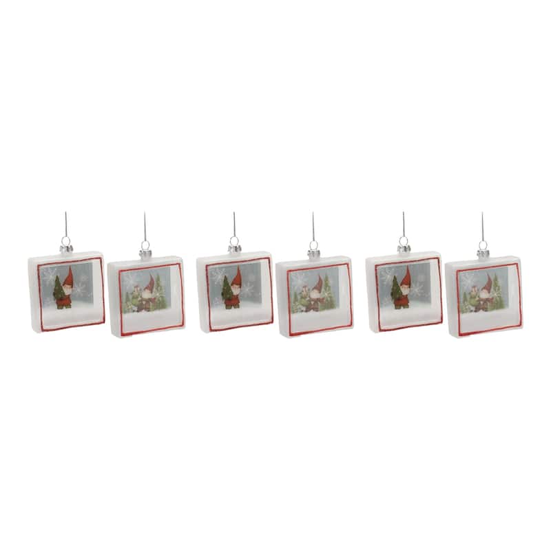 6ct Gnome Shadow Box Christmas Ornaments 4"
