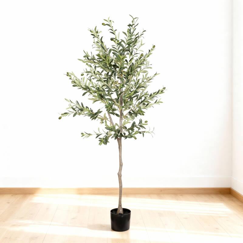 6FT Artificial Olive Tree in Black Plastic Pot, 1pc/set