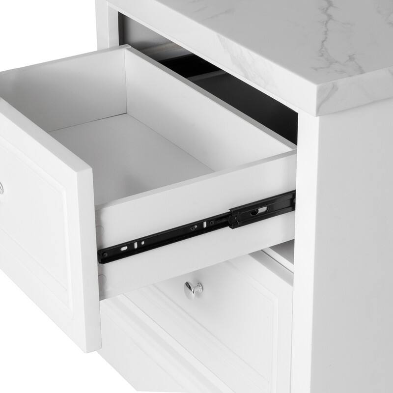 2-Drawer Nightstand with Faux Marble Top