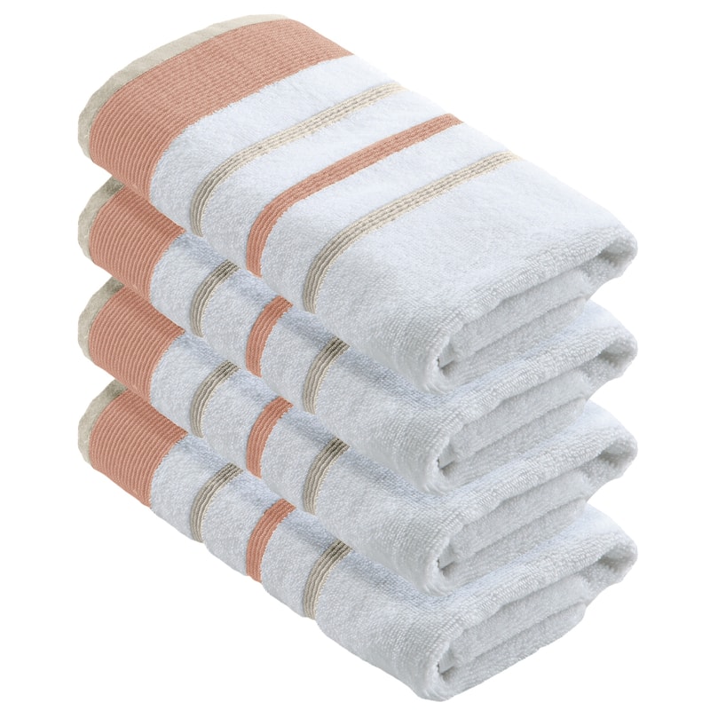 Linery & Co. Luxury Cotton Decorative Towel Set. - Hand Towel (Pack of 4) - Dusty Rose / Cappuccino.