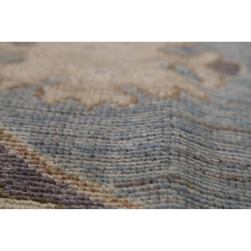 Hand Knotted Oriental 100% Wool Carpet Transitional All-Over Navy Blue & Blues Oushak Area Rug - 9' 11'' X 8' 0''