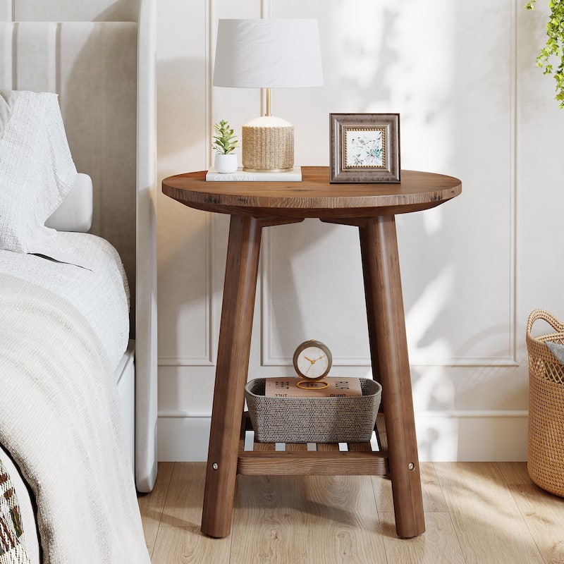 Solid Wood Round Side Table
