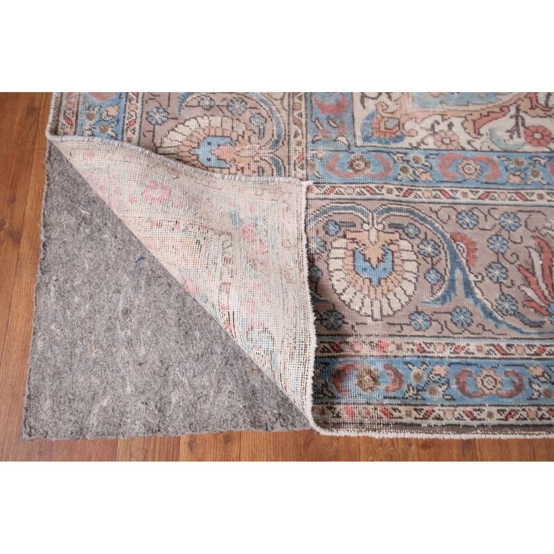 Grey Tabriz Persian Vintage Area Rug Hand-Knotted Wool Carpet - 9'3" x 12'8"