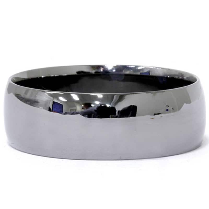 8mm High Polished Dome Wedding Band Black Gold