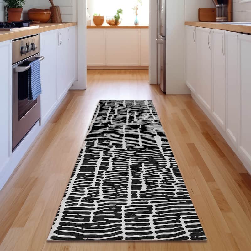 Premium Washable Super Soft Modern Glam Mayfield Rug - Black - 2' 3" x 7' 6" - Runner