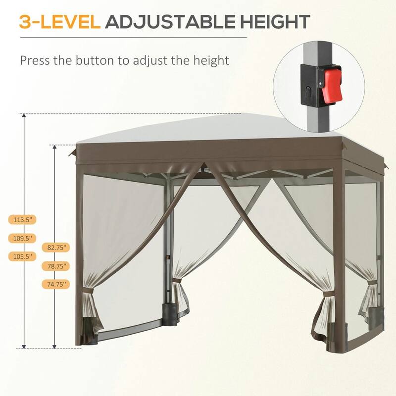 10x10 Pop Up Canopy Tent with Netting, Adjustable Height, Easy Setup