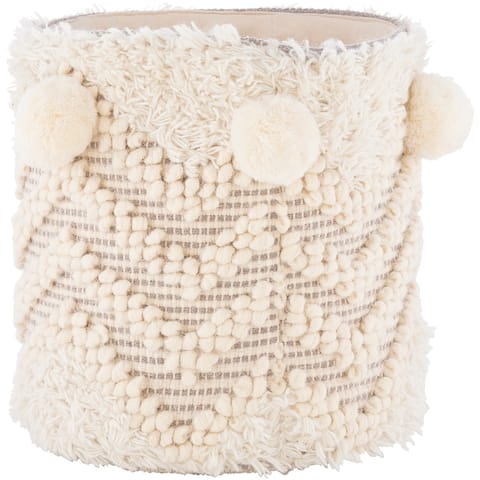 Melia Nordic Wool & Cotton 12-inch Decorative Basket - 12"H x 12"W x 12"D