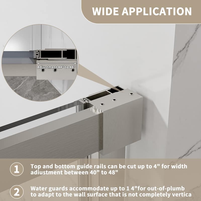 Modland 44-48" x 74'' Adjustable Sliding Shower Door, 5/16" SGCC Tempered Glass, Framed Enclosure with 304 Stainless Handle
