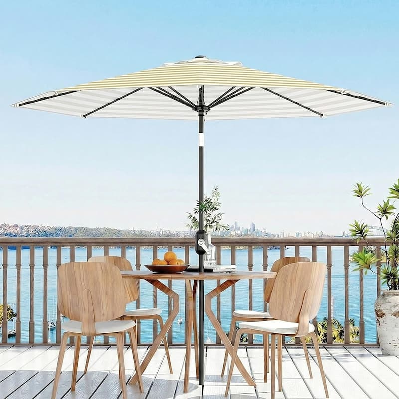 Outdoor 10FT Stripe Outdoor Patio Umbrella, UV Protection Waterproof for Pool Deck Yard - Tan