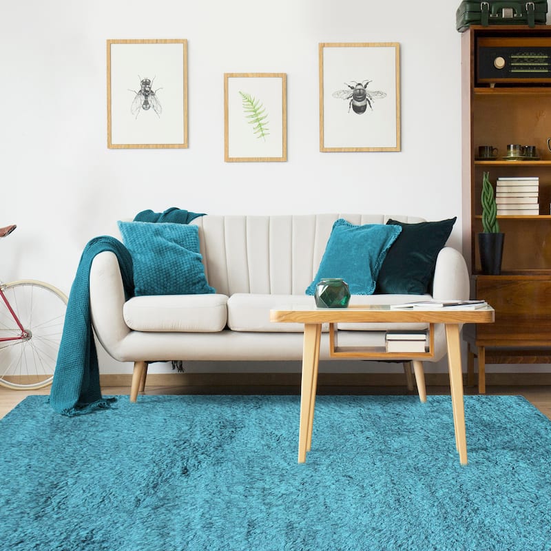 Superior Hand-tufted Plush Solid Shag Indoor Area Rug
