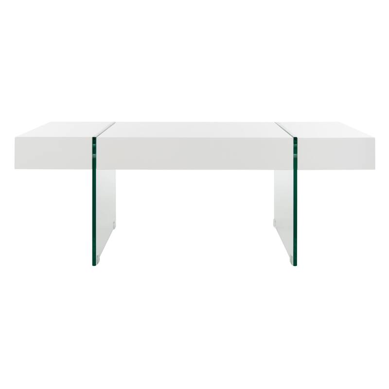 SAFAVIEH Pluma Glass Leg Rectangular Coffee Table - 43.3" W x 23.6" L x 15.7" H - 43Wx24Dx16H - White/Clear