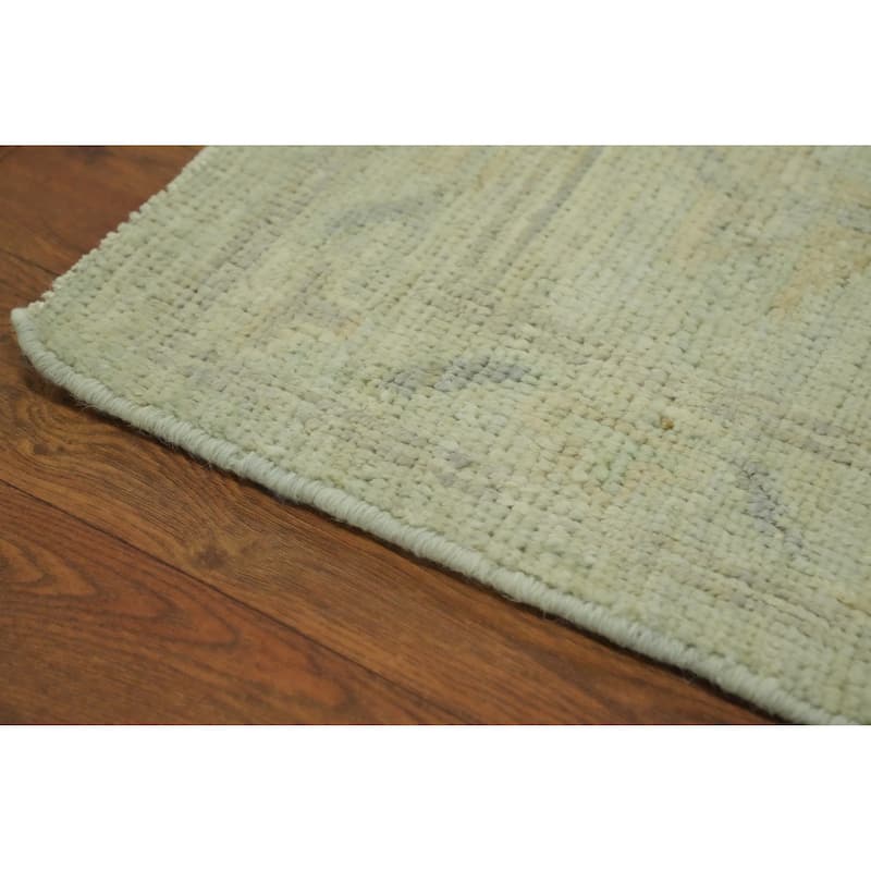 Vegetable Dye Wool Oushak Turkish Area Rug, Floral Geometric Carpet - 11' 5'' X 8' 9''