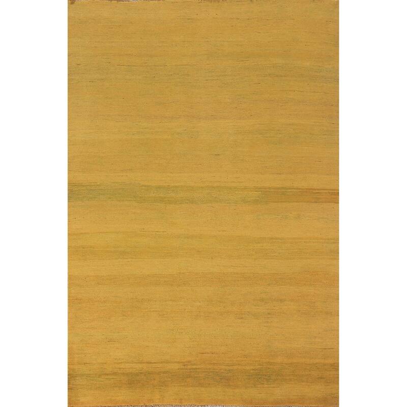 Yellow & Green Modern Gabbeh Oriental Area Rug Handmade Wool Carpet - 5'5" x 7'10"