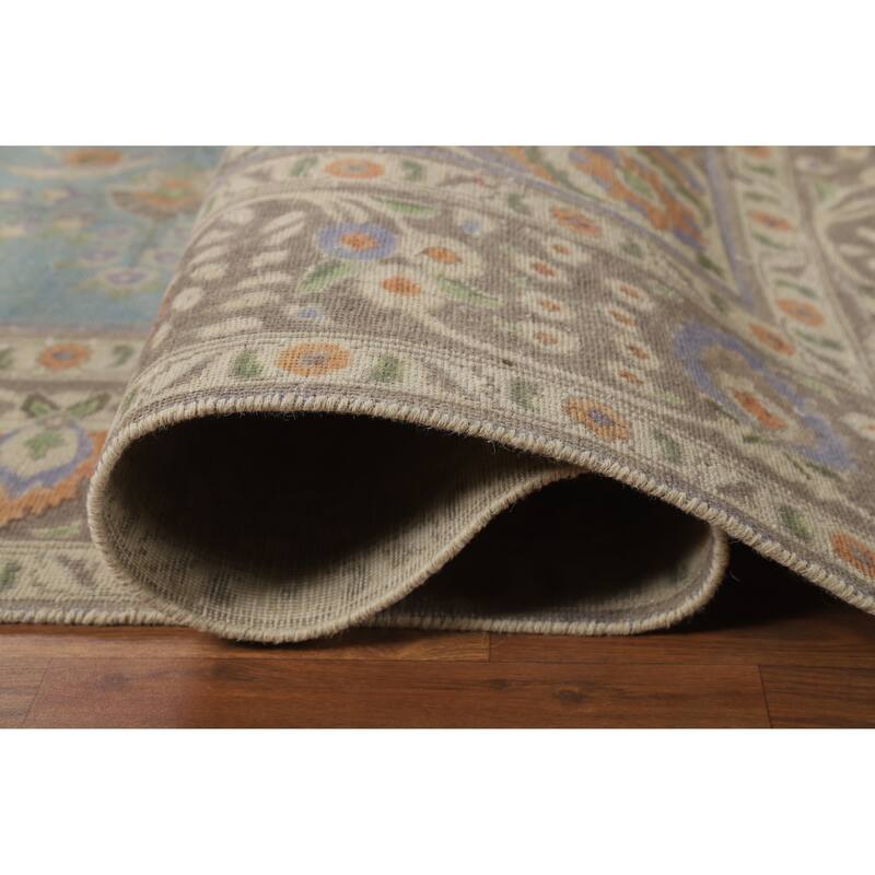 Blue Medallion Tabriz Persian Vintage Rug Hand-Knotted Wool Carpet - 9'7" x 12'4"