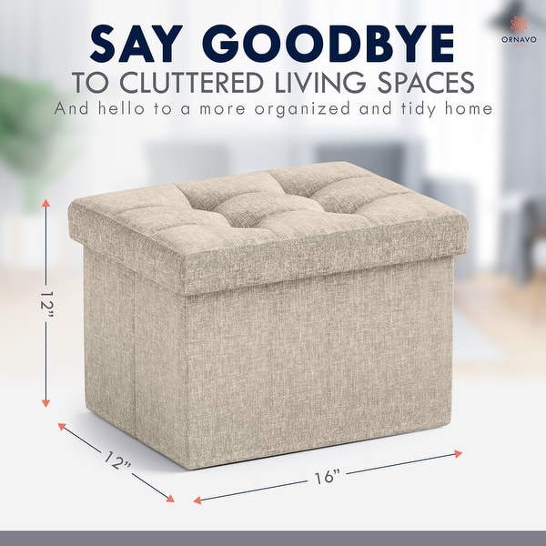 dimension image slide 0 of 11, 2 Pack Small Rectangle Foldable Storage Ottoman