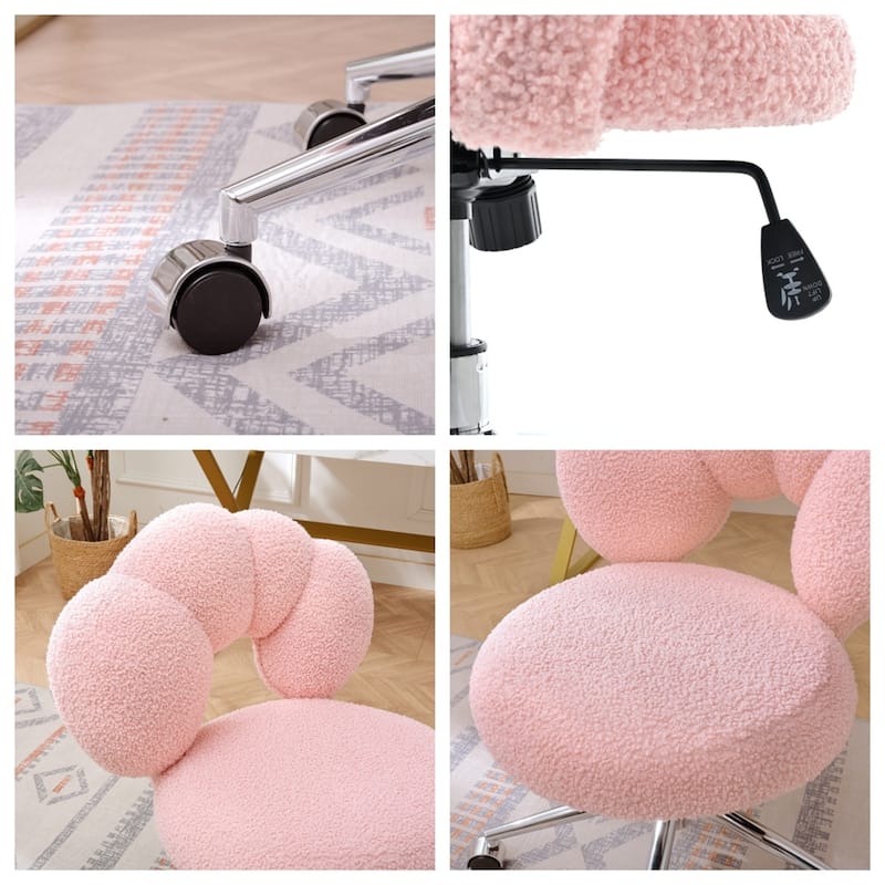 360°Ergonomic Height Adjustable Teddy Fabric Swivel Home Office Chair