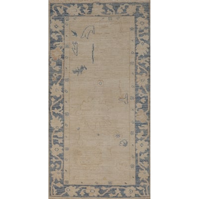 Vegetable Dye Oushak Turkish Accent Rug Hand-Knotted Wool Carpet - 2'8" x 5'10"